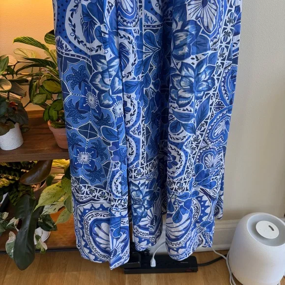 NWT FARM Rio Blue Tile Dream Sleeveless Maxi Dress Size Large - Picture 11 of 12